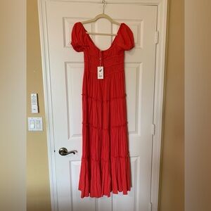 NWT Chelsea & Violet Floral Smocked Tiered Puff‎ Sleeve Maxi Dress Size Small